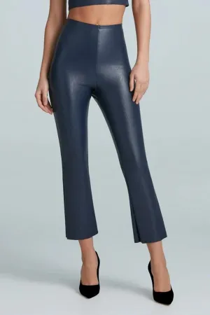 Commando | Faux Leather Cropped Flare- Navy