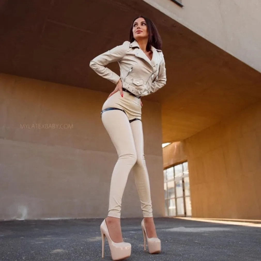 ContiNent 33 High Waist Leather Leggings for Women Black Light, Matt Thin Thick Femme Fitness PU Leggings Sexy Push Up Slim Pants