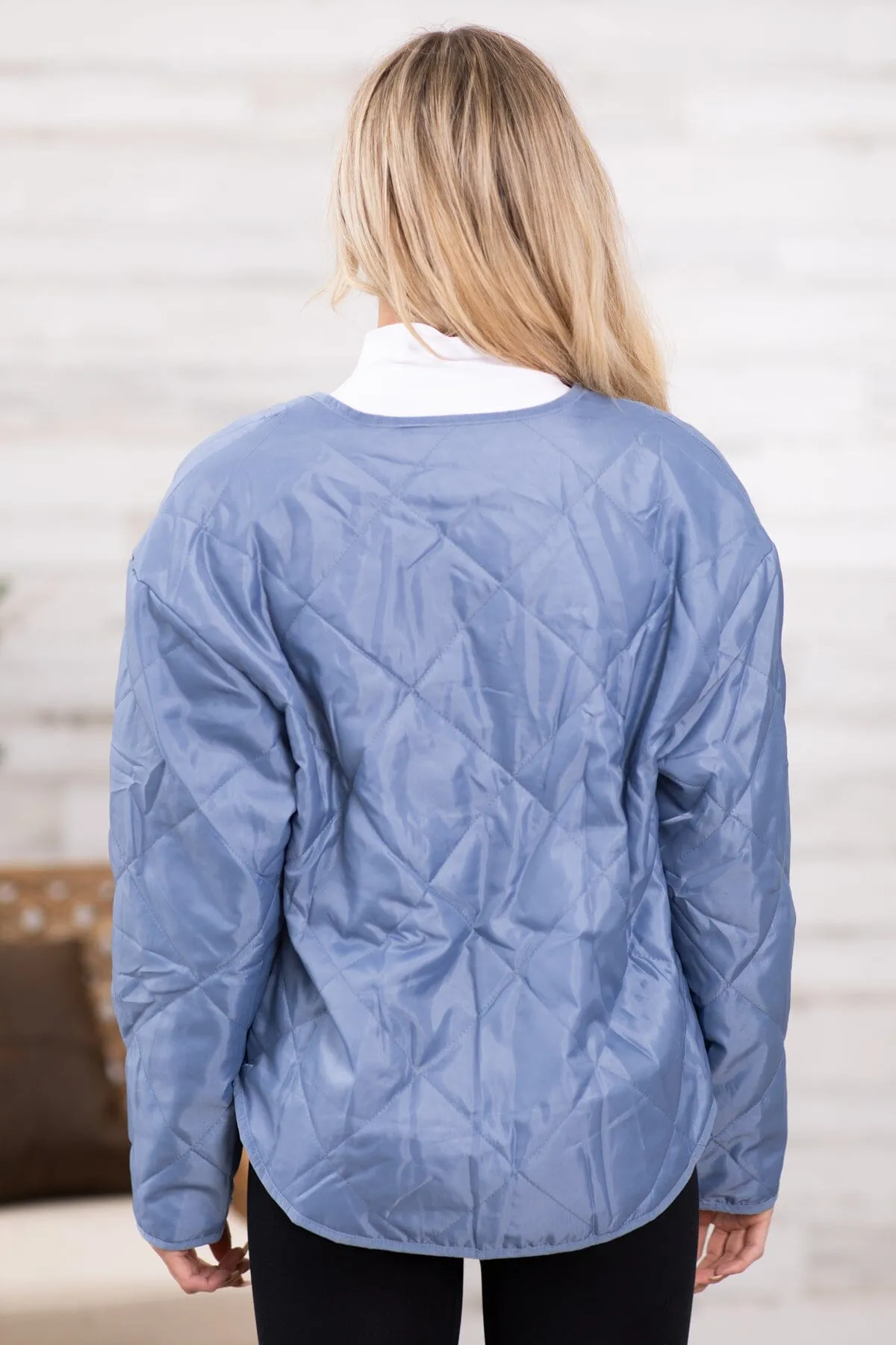 Cornflower Quilted Round Hem Jacket