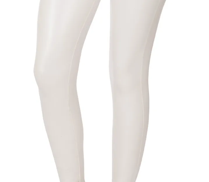 Cream Faux Leather Leggings