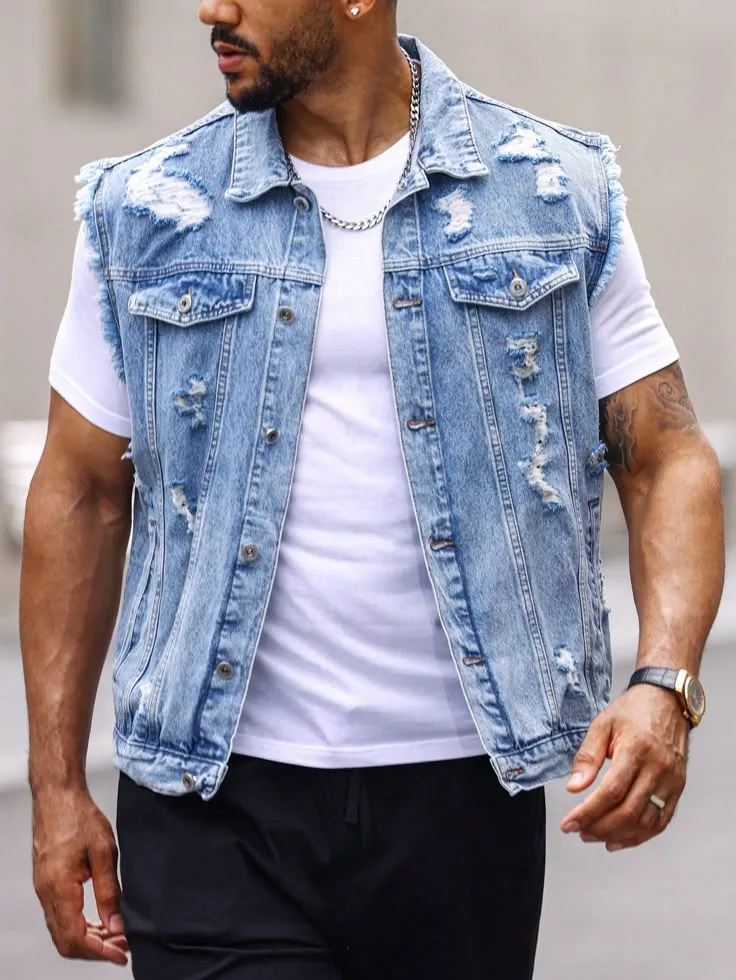 Custom Paul Kendall Denim Vests x 8