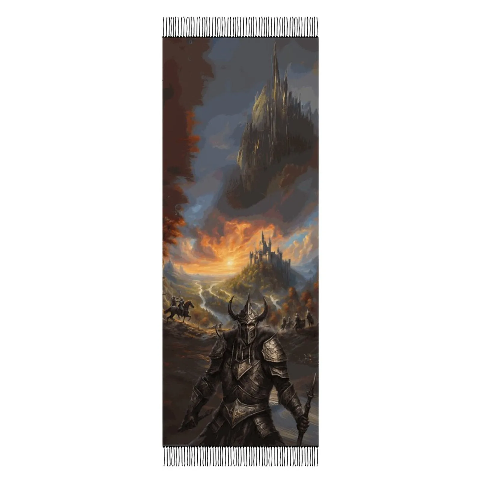 Dark Knight Warrior Tassel Scarf, Witchcore Fantasy Gamer Scarf