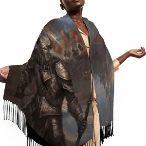 Dark Knight Warrior Tassel Scarf, Witchcore Fantasy Gamer Scarf