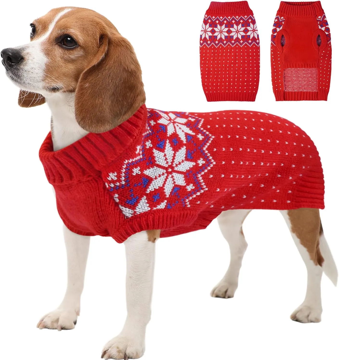 Dog Cat Sweater, Holiday Christmas Snowflake Dog Sweater