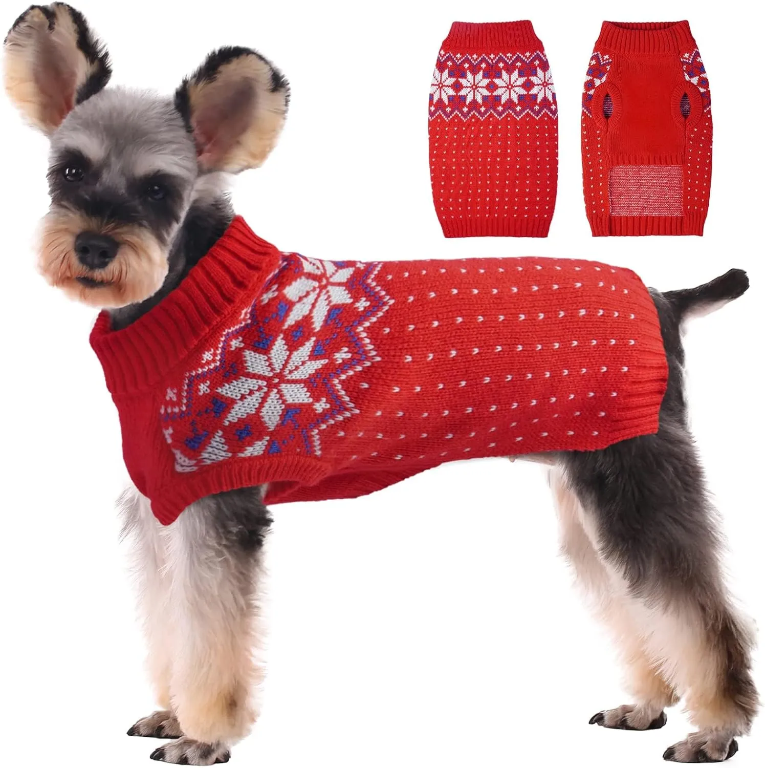 Dog Cat Sweater, Holiday Christmas Snowflake Dog Sweater