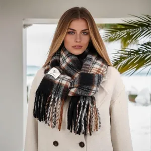 Elegant Checkered Cashmere Shawl Scarf - Thick & Warm Wrap
