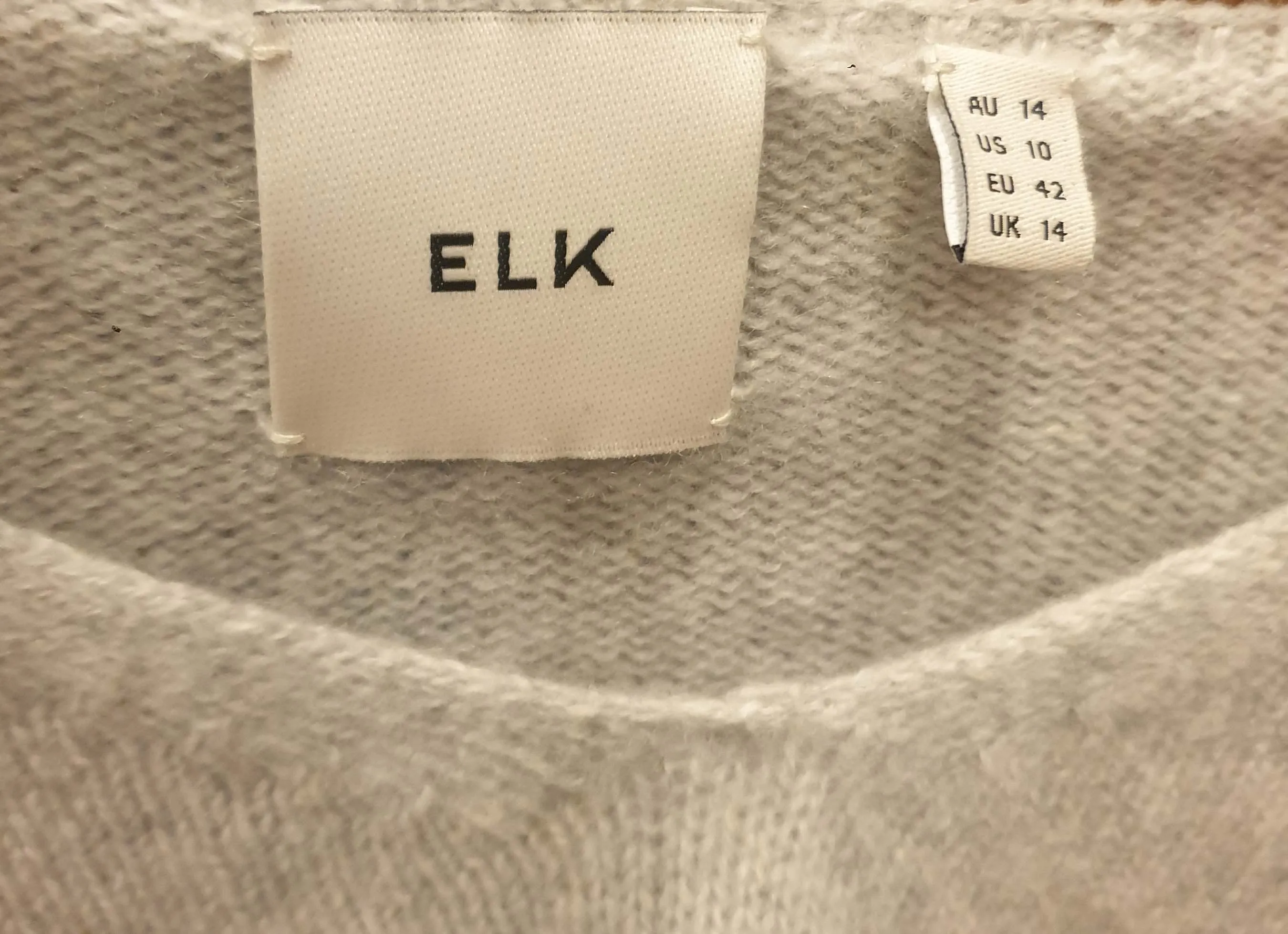 Elk grey 100% cashmere half sleeve top size 14