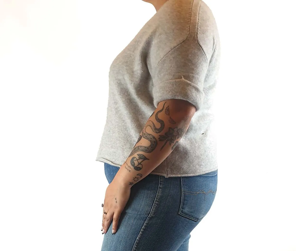 Elk grey 100% cashmere half sleeve top size 14