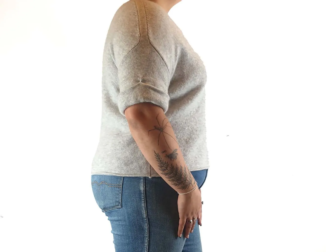 Elk grey 100% cashmere half sleeve top size 14