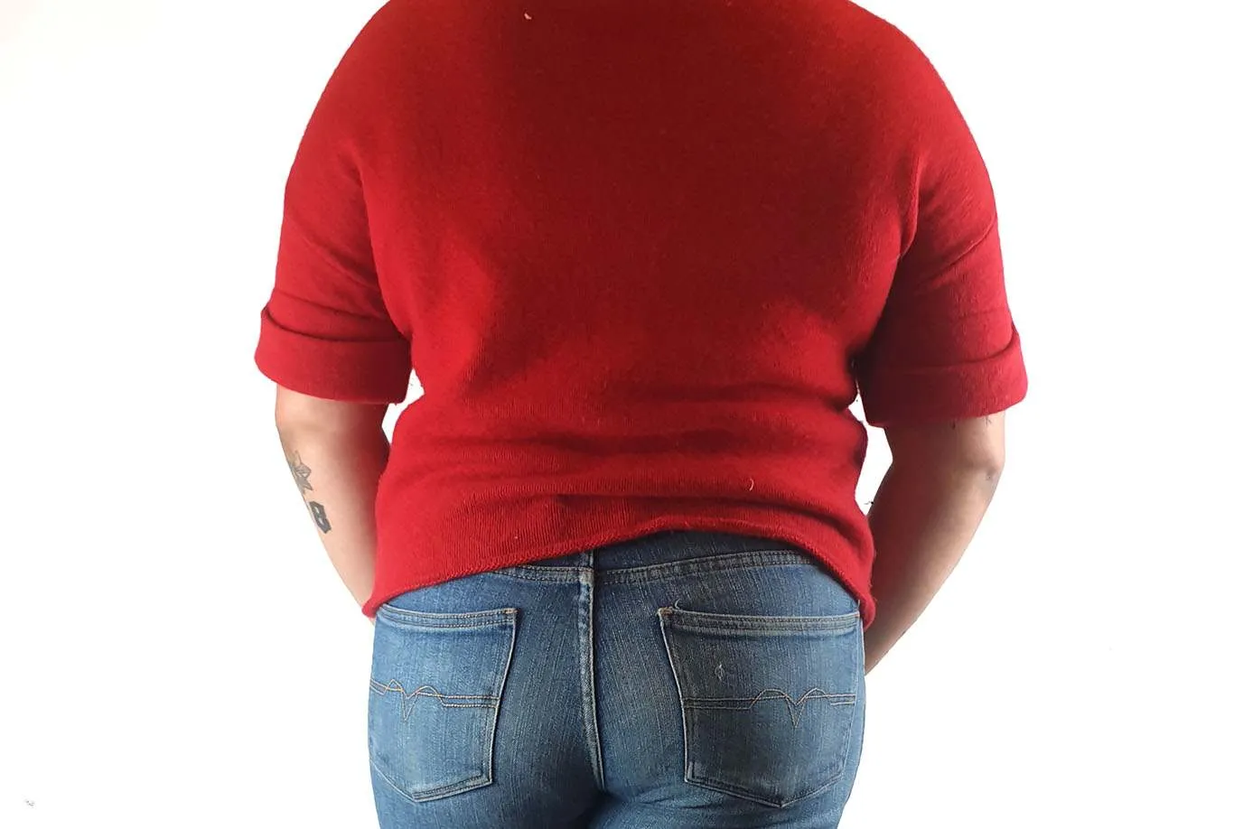 Elk red 100% cashmere half sleeve top size 14