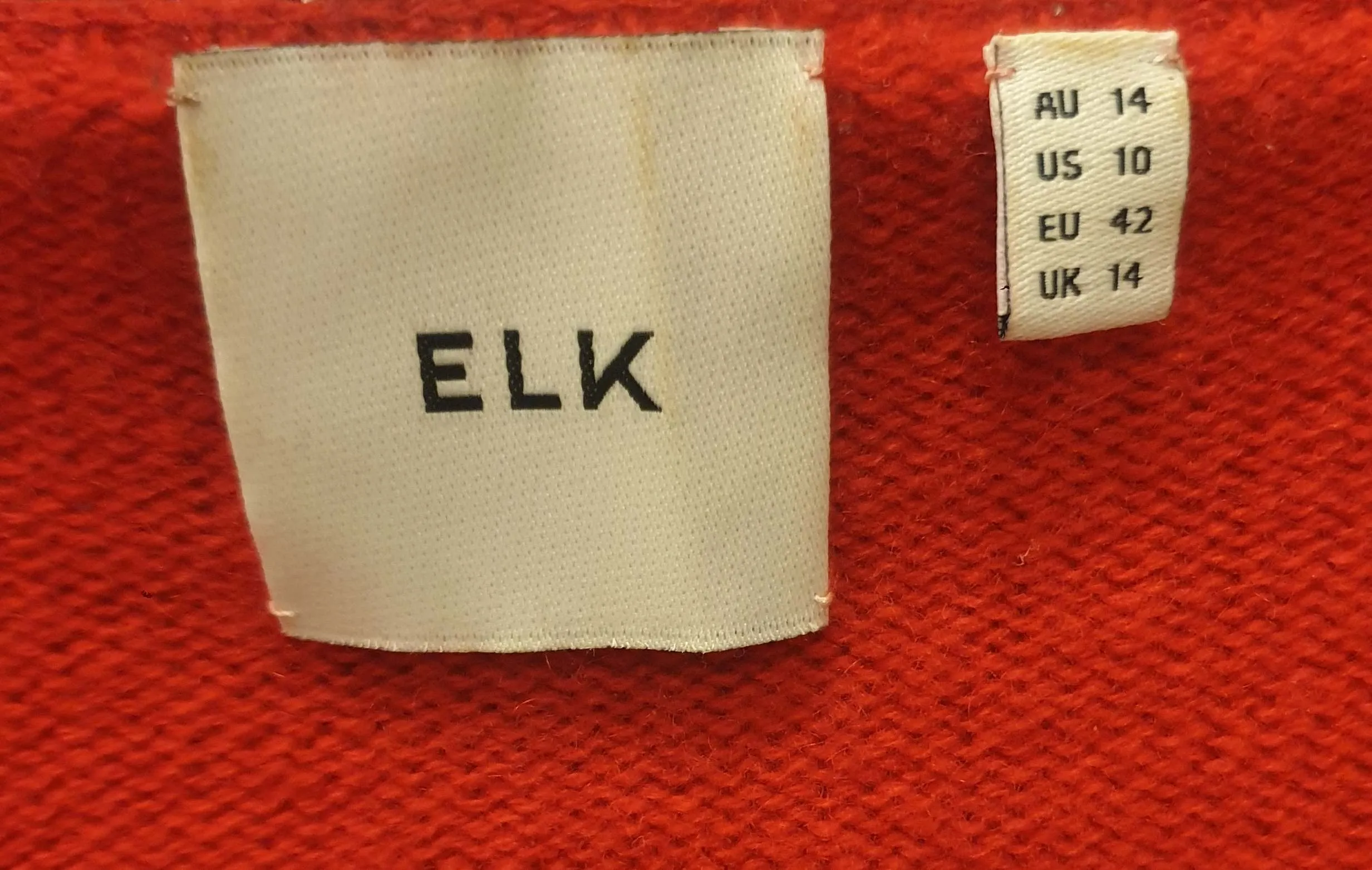 Elk red 100% cashmere half sleeve top size 14