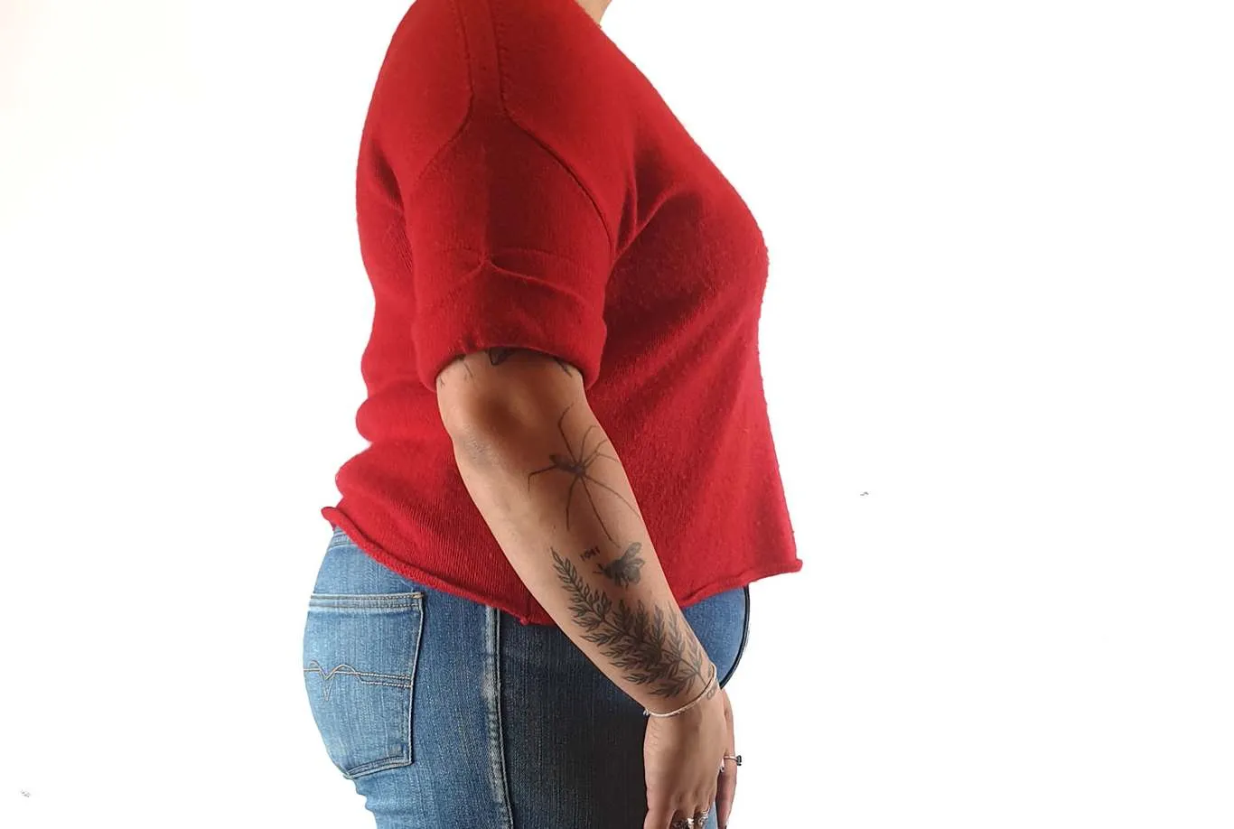 Elk red 100% cashmere half sleeve top size 14