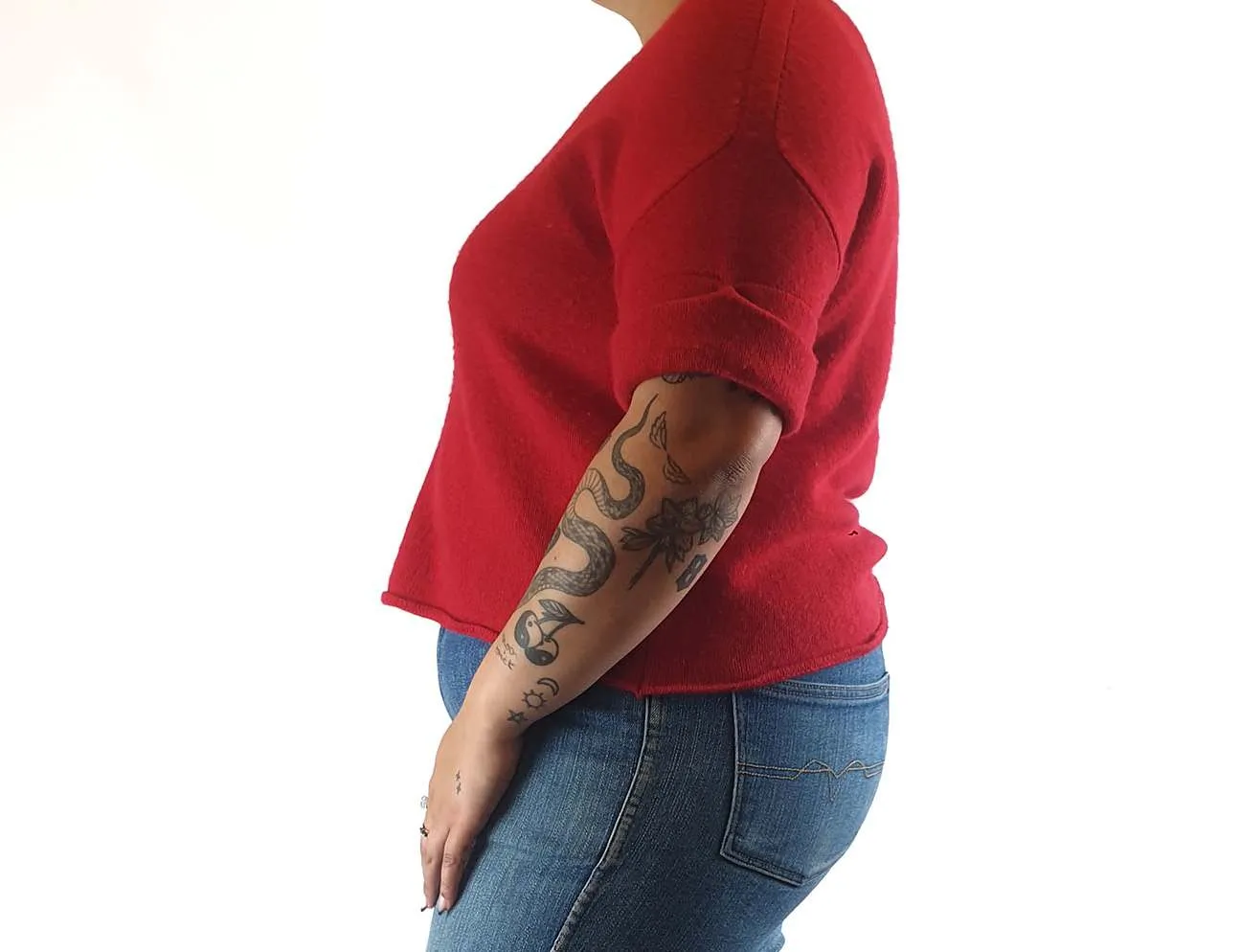 Elk red 100% cashmere half sleeve top size 14