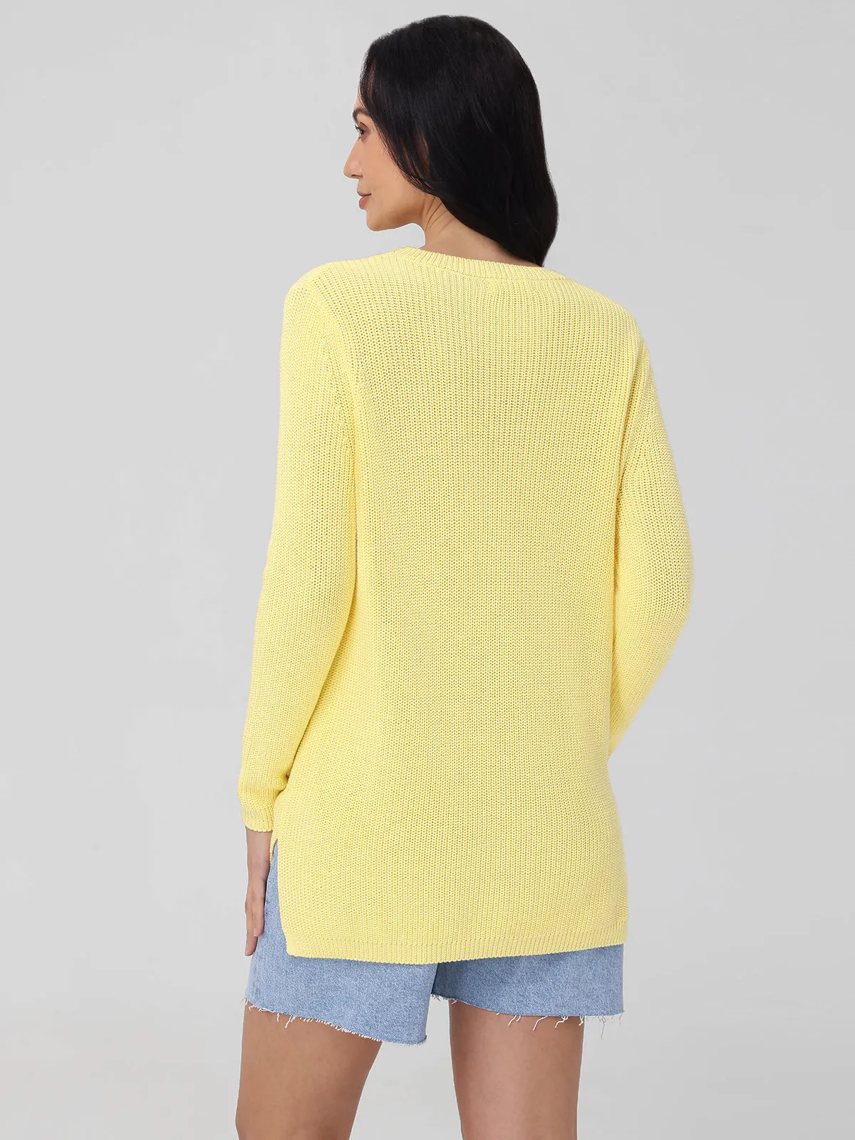 Emma: Crewneck Shaker Stitch Cotton Sweater