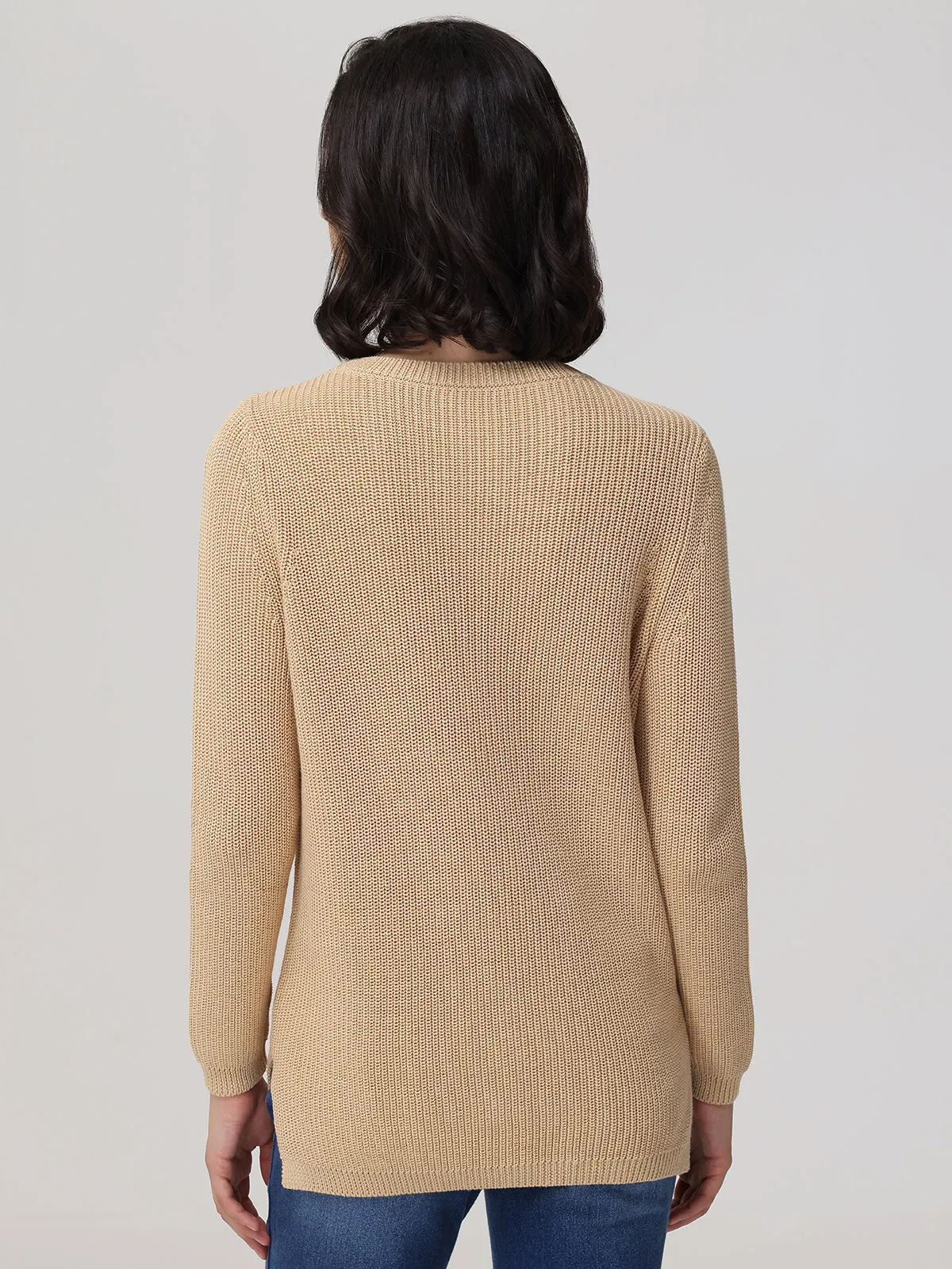 Emma: Crewneck Shaker Stitch Cotton Sweater