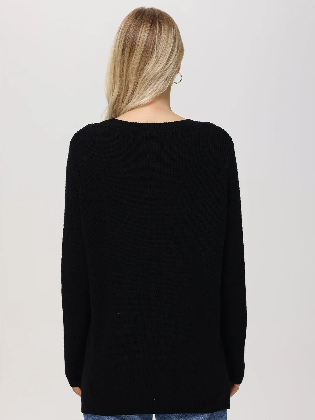 Emma: Crewneck Shaker Stitch Cotton Sweater