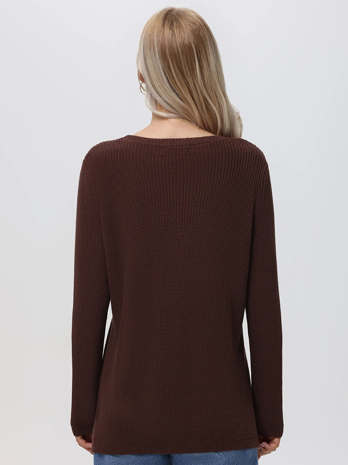 Emma: Crewneck Shaker Stitch Cotton Sweater