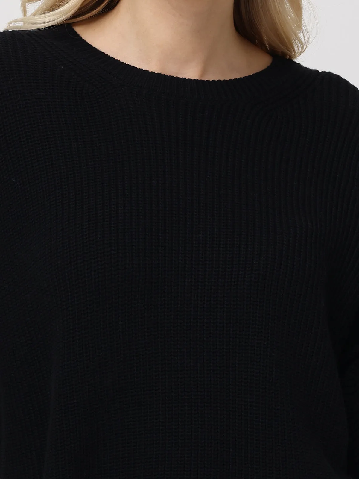 Emma: Crewneck Shaker Stitch Cotton Sweater