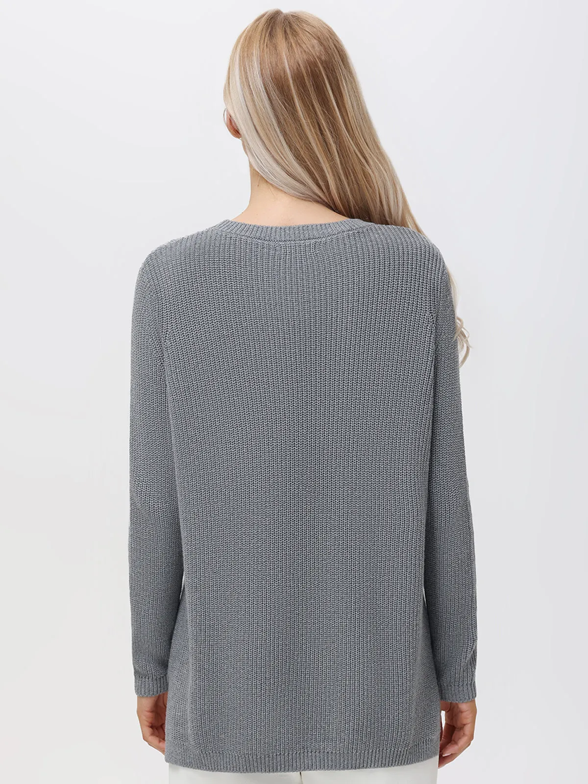 Emma: Crewneck Shaker Stitch Cotton Sweater