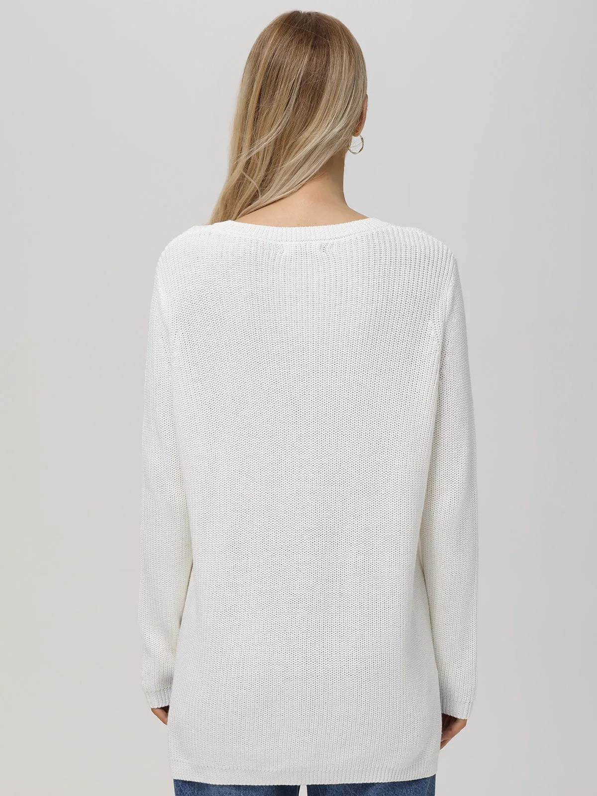 Emma: Crewneck Shaker Stitch Cotton Sweater