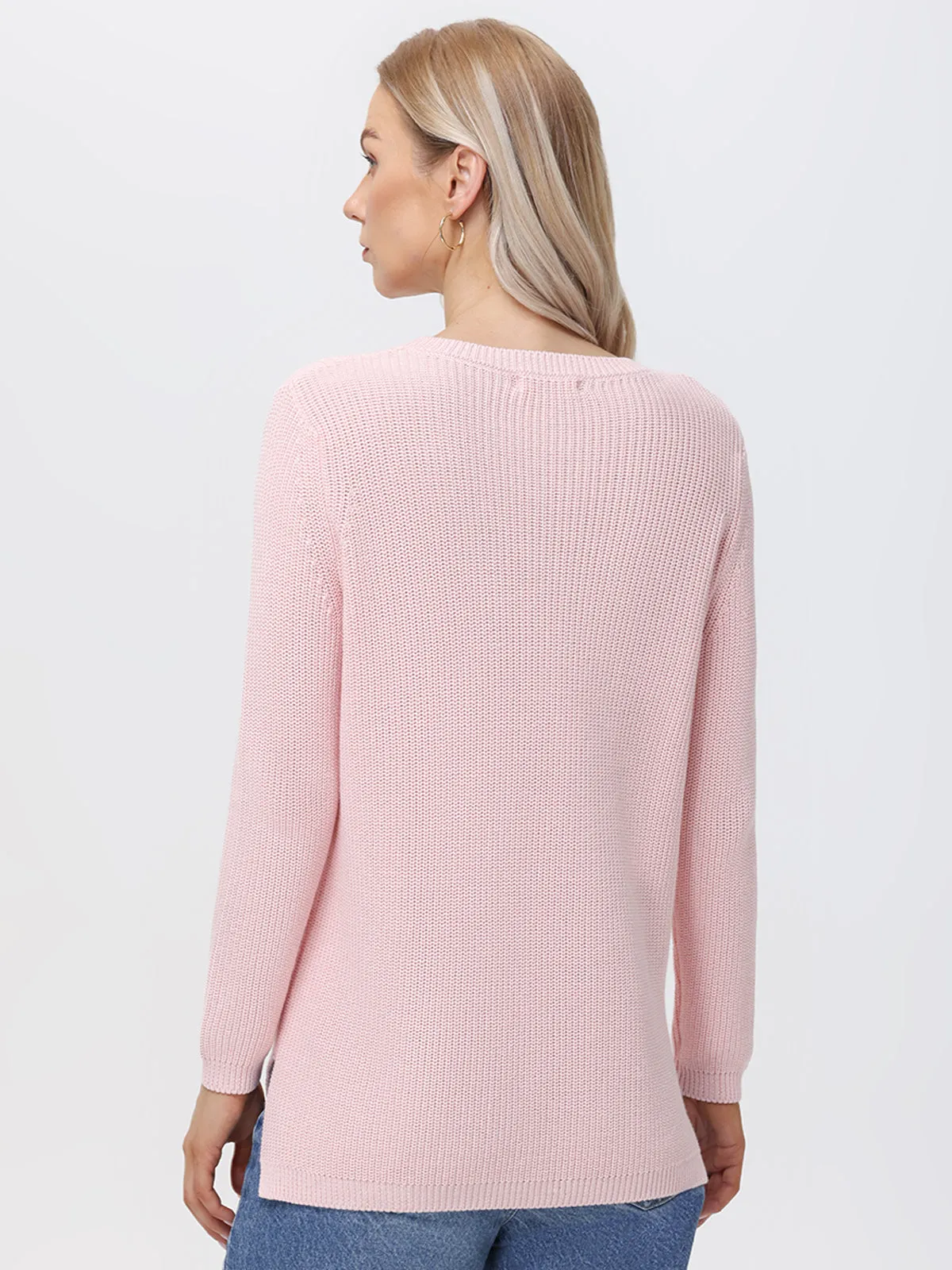 Emma: Crewneck Shaker Stitch Cotton Sweater