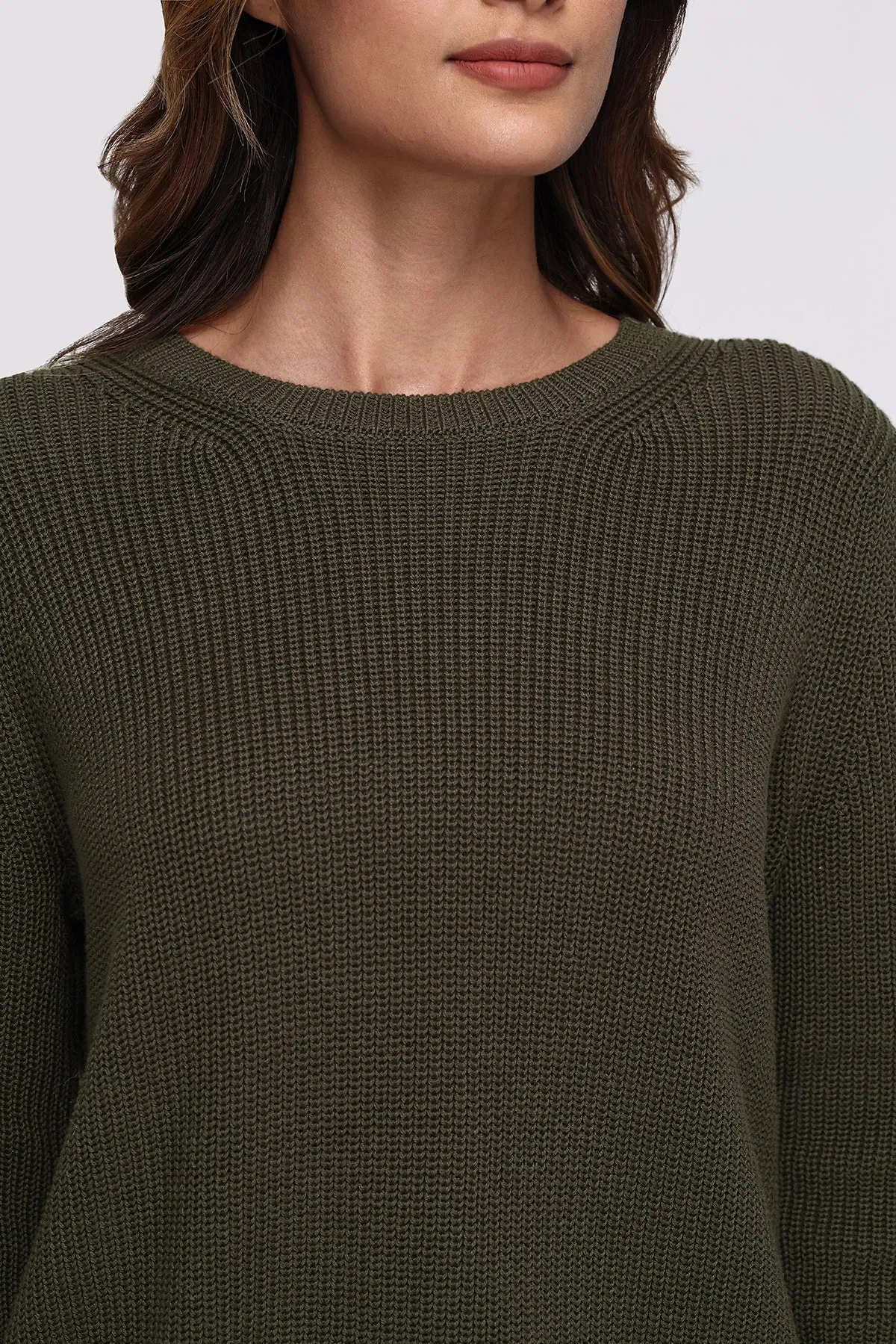 Emma: Crewneck Shaker Stitch Cotton Sweater