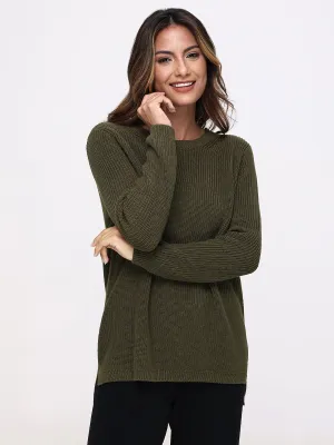 Emma: Crewneck Shaker Stitch Cotton Sweater