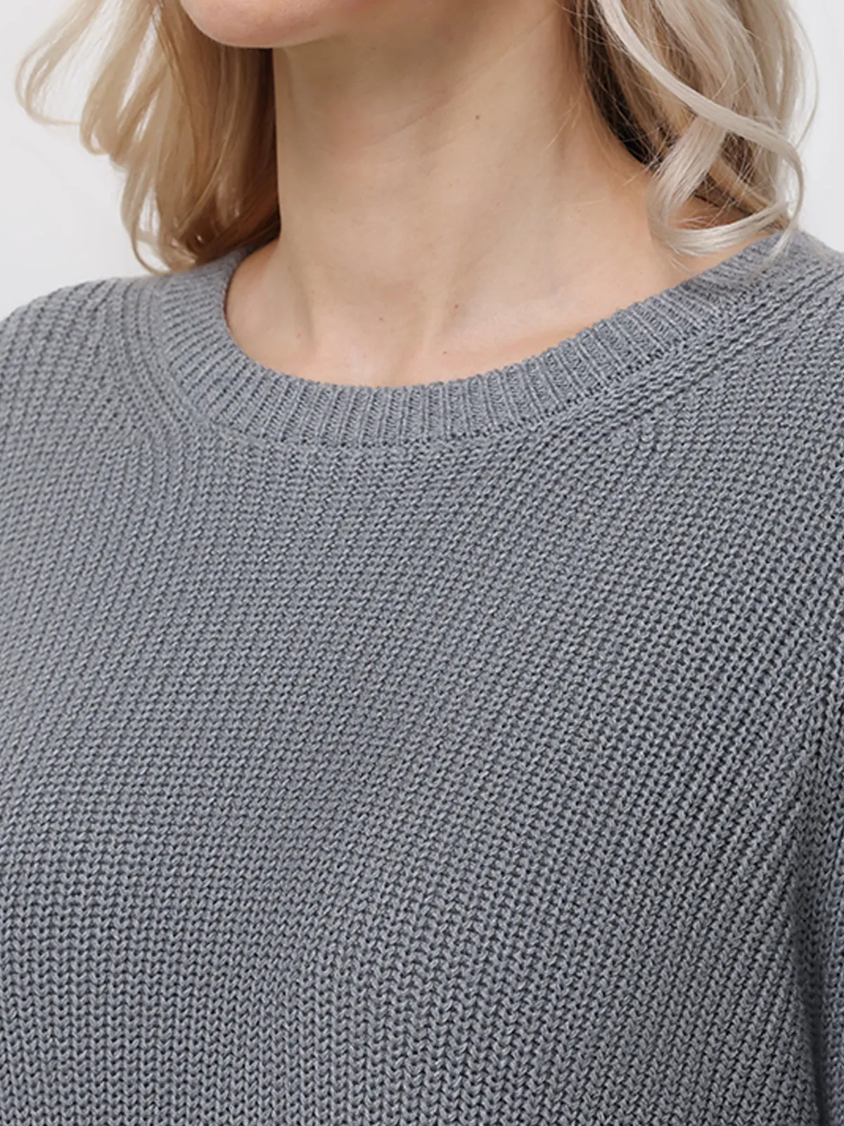 Emma: Crewneck Shaker Stitch Cotton Sweater