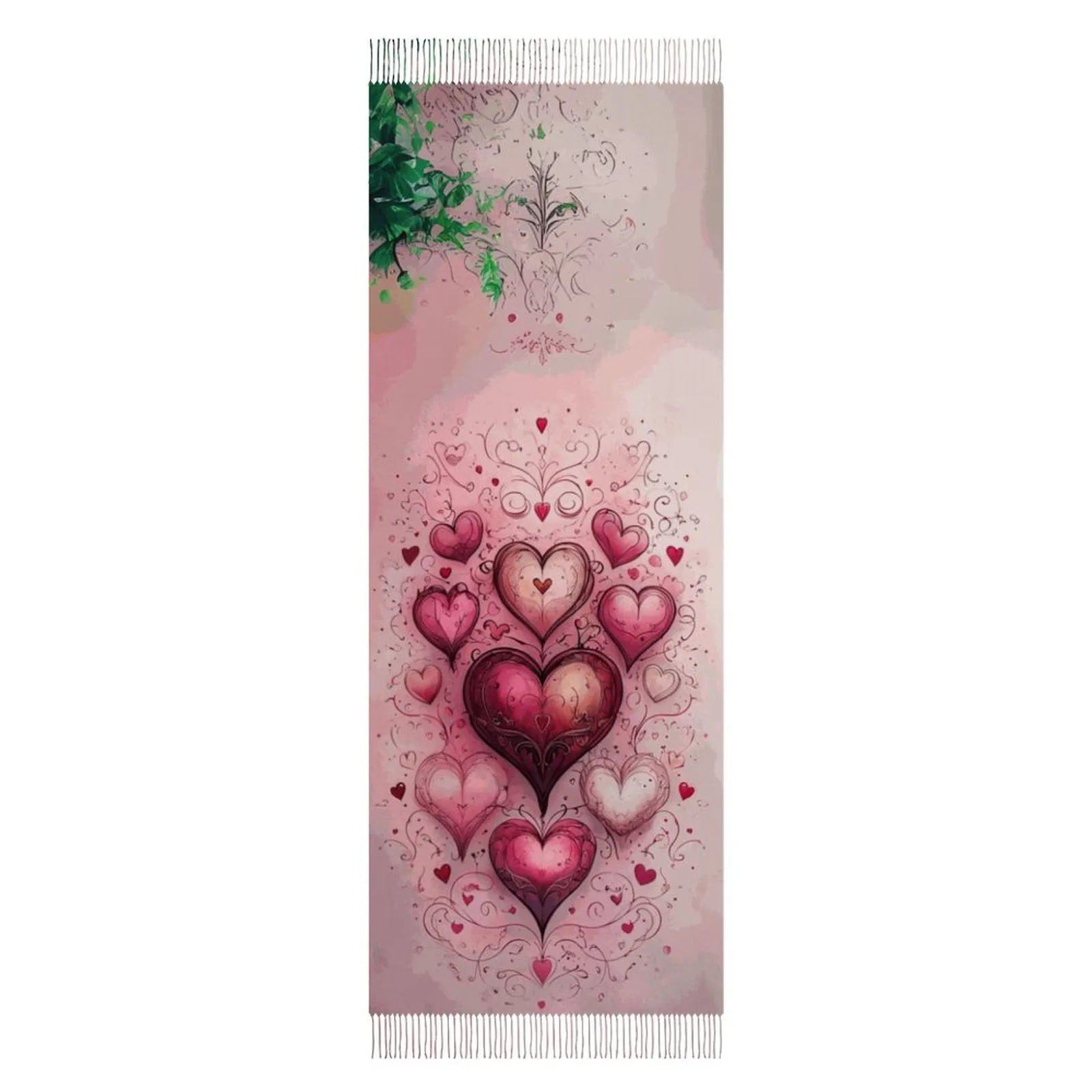Enchanting Hearts Soft Tassel Scarf - Whimsical Heart Print Scarf Anniversary Love