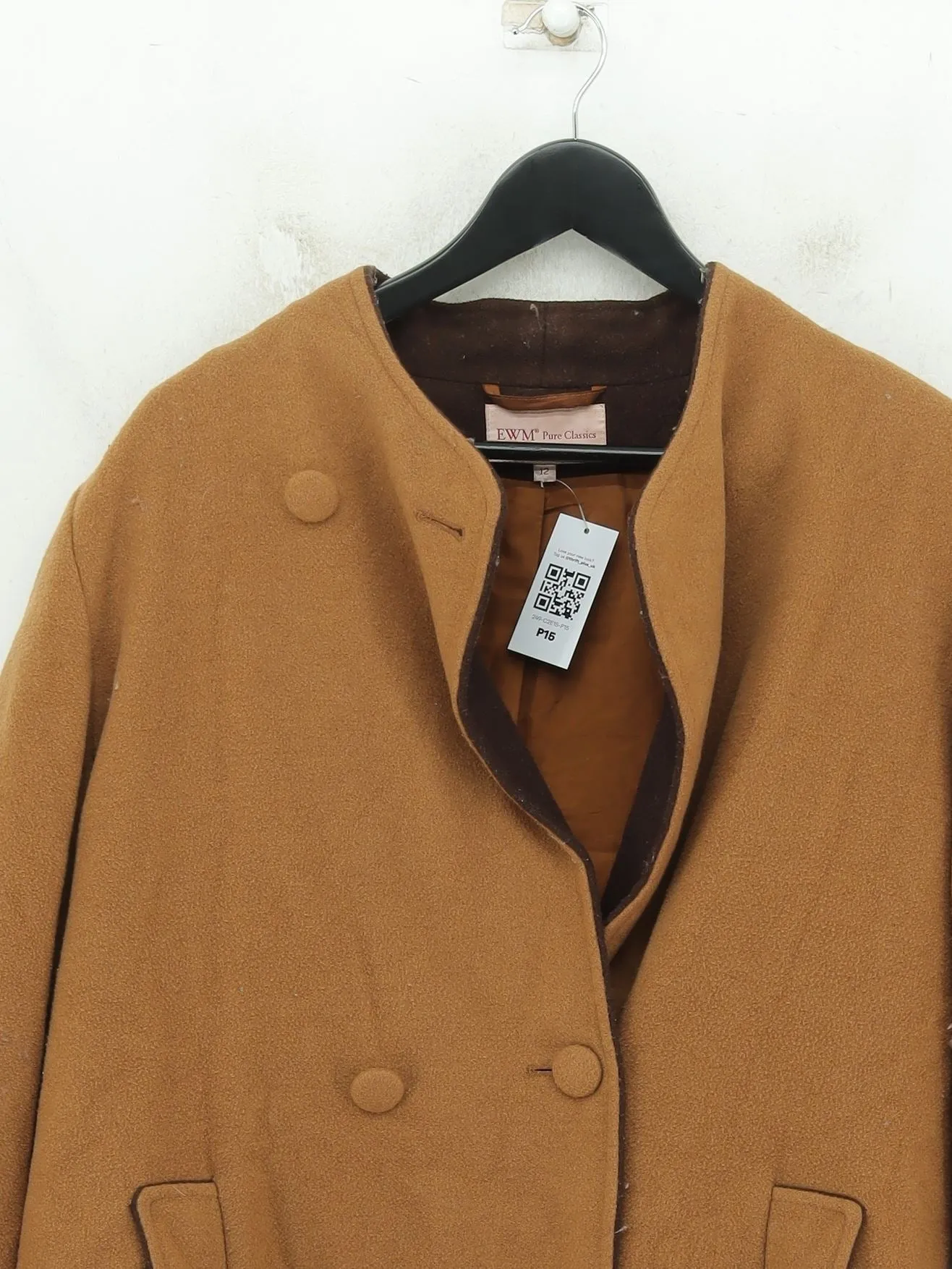 EWM Women's Coat UK 12 Brown Wool with Cashmere, Polyamide, Polyester