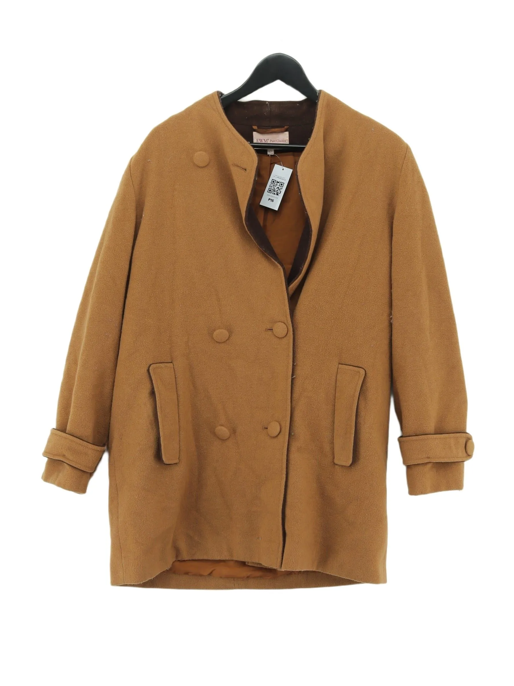EWM Women's Coat UK 12 Brown Wool with Cashmere, Polyamide, Polyester