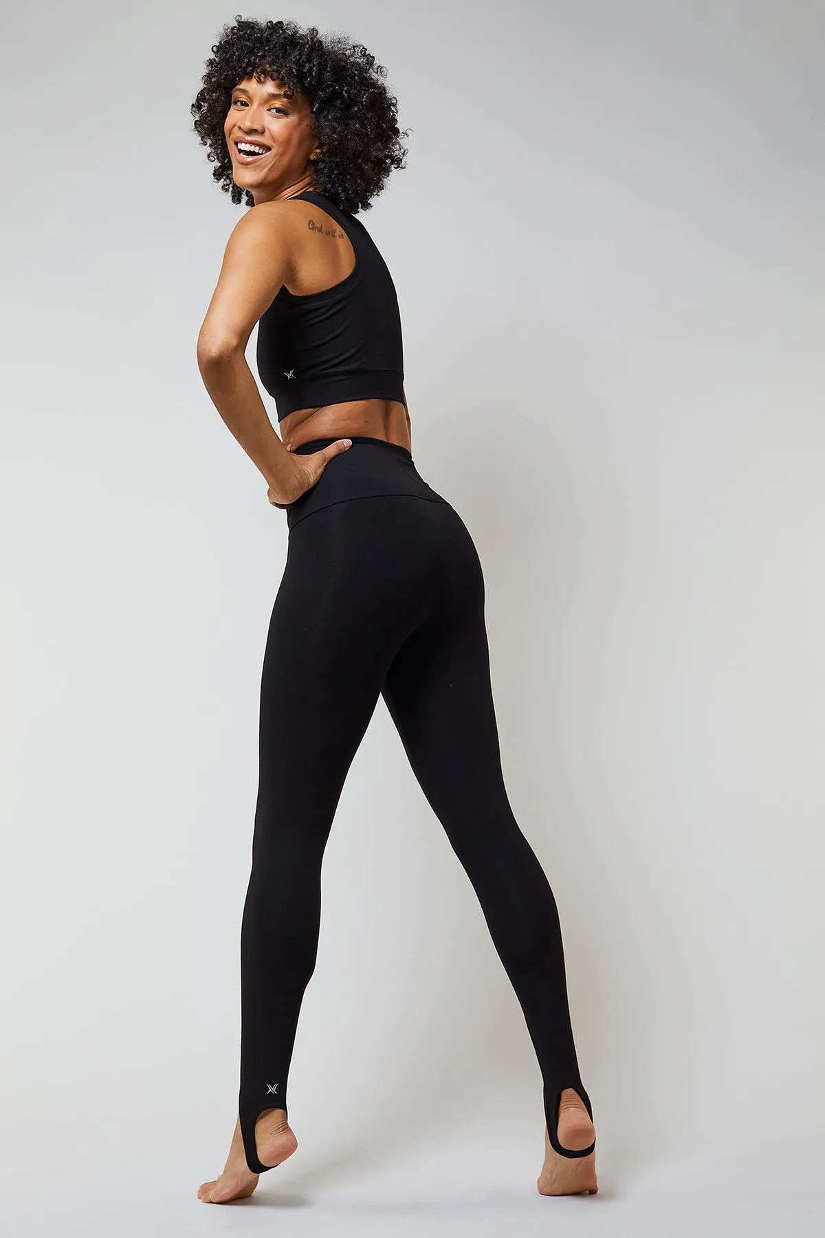 Extra Strong Compression Stirrup Leggings with Tummy Control Black