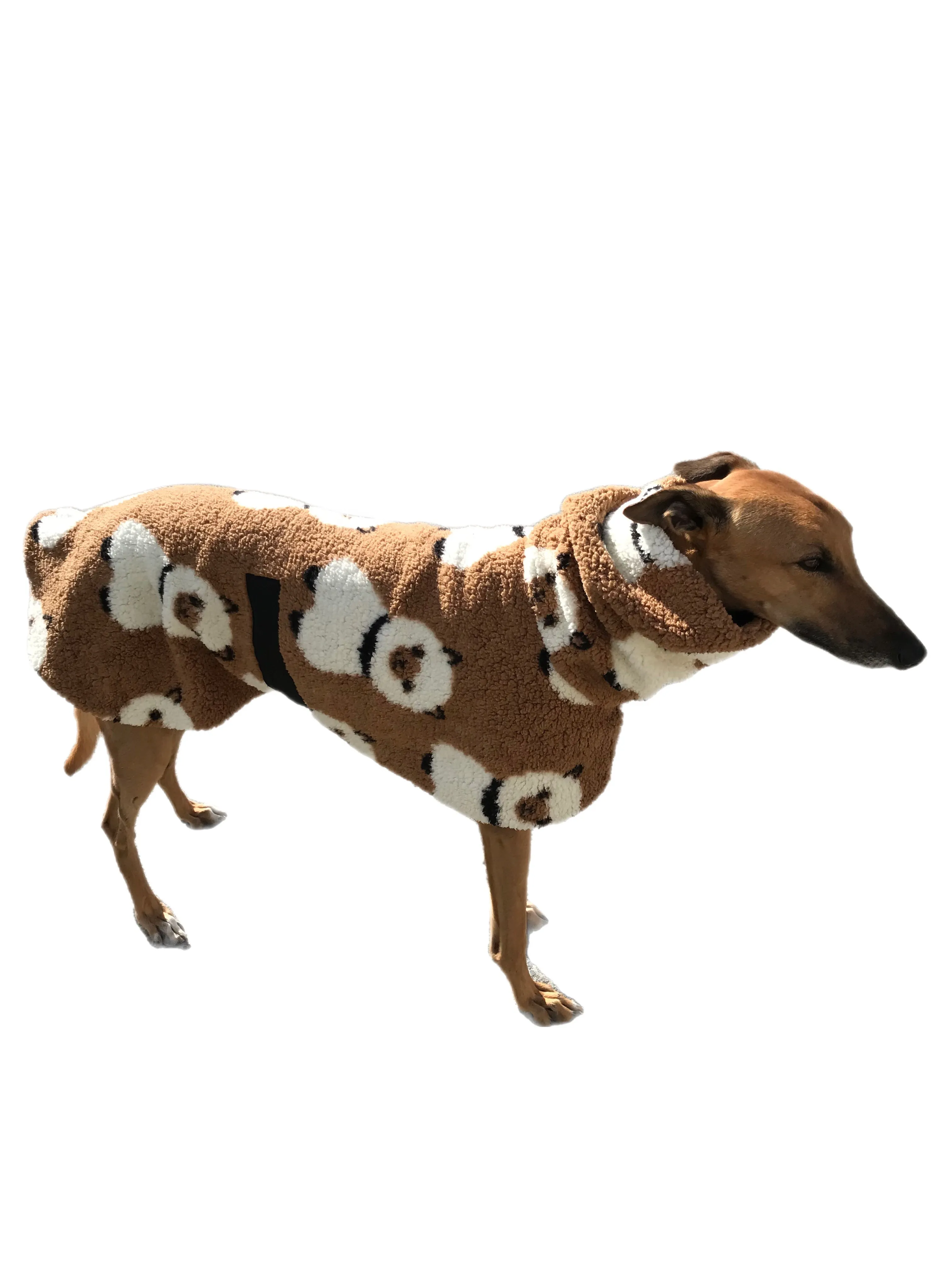 Extra thick Sherpa deluxe style greyhound coat with snuggly wide neck roll