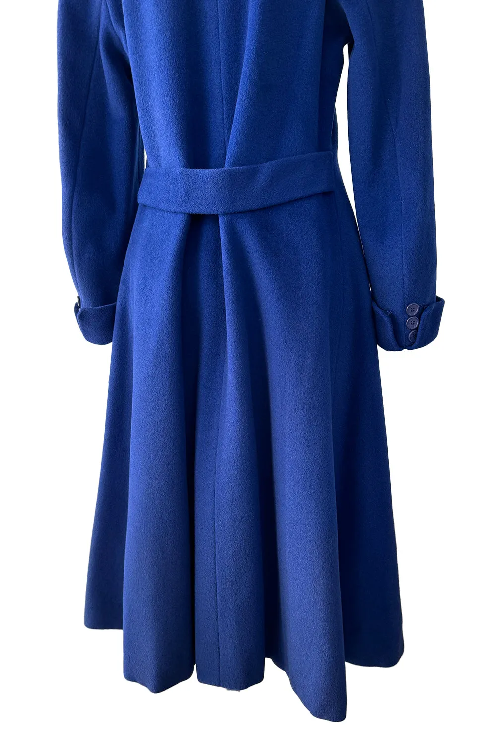 Extraordinary Fall 1952 Lanvin by Castillo Haute Couture Brilliant Blue Alpaca Coat w Button Front