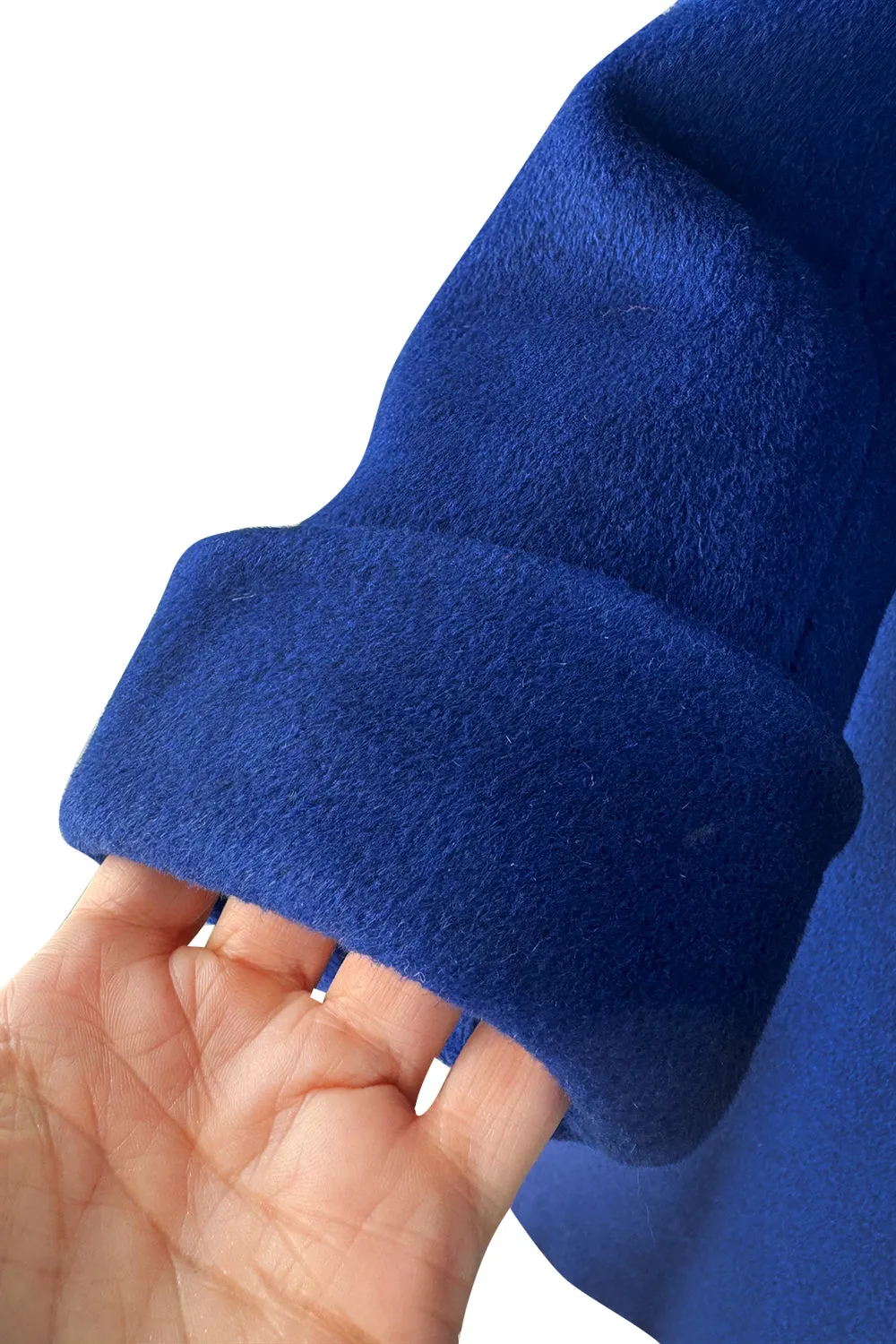 Extraordinary Fall 1952 Lanvin by Castillo Haute Couture Brilliant Blue Alpaca Coat w Button Front