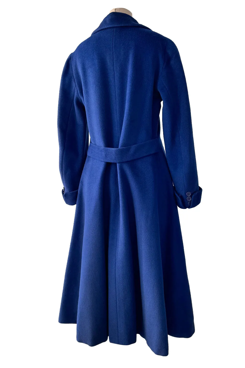 Extraordinary Fall 1952 Lanvin by Castillo Haute Couture Brilliant Blue Alpaca Coat w Button Front
