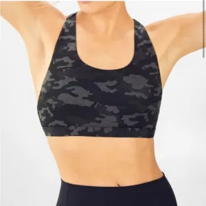Fabletics  2 piece set EUC camo racerback sports bra &amp; leggings black gray large