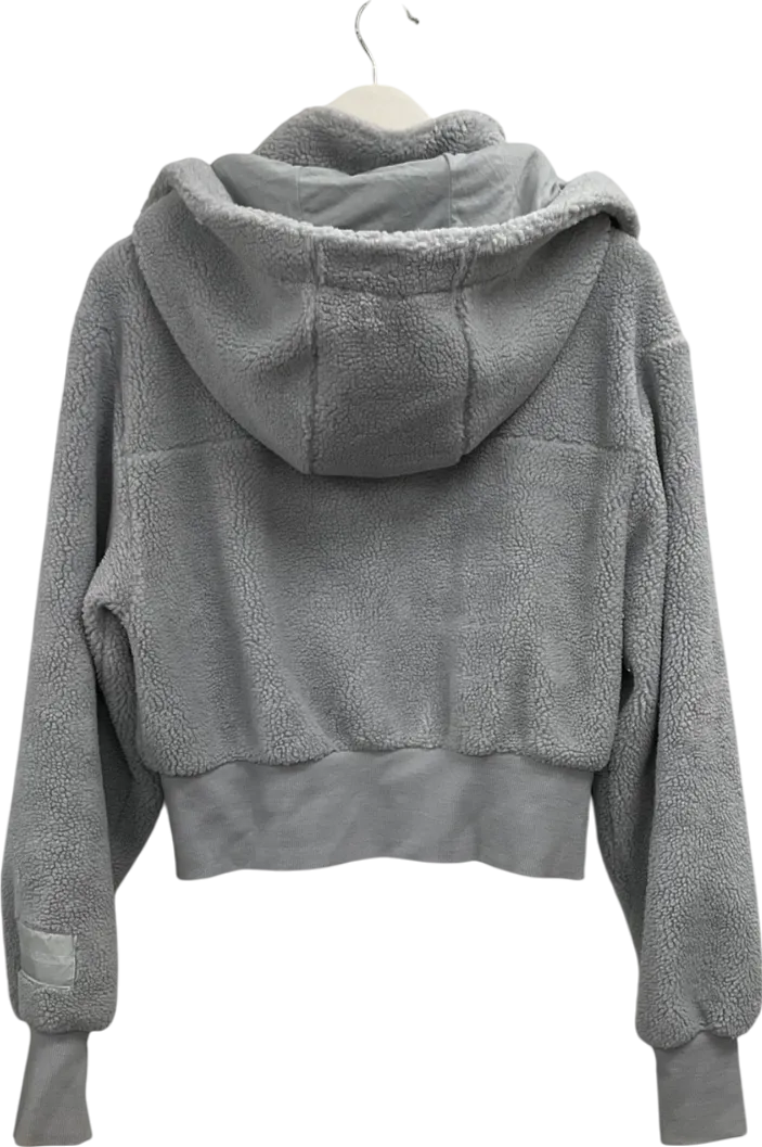 Fashion Nova Grey Sherpa Bomber Jacket UK M