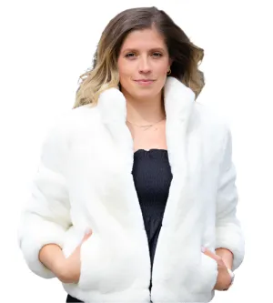 Faux Fur Reversible Blakely Bomber - White