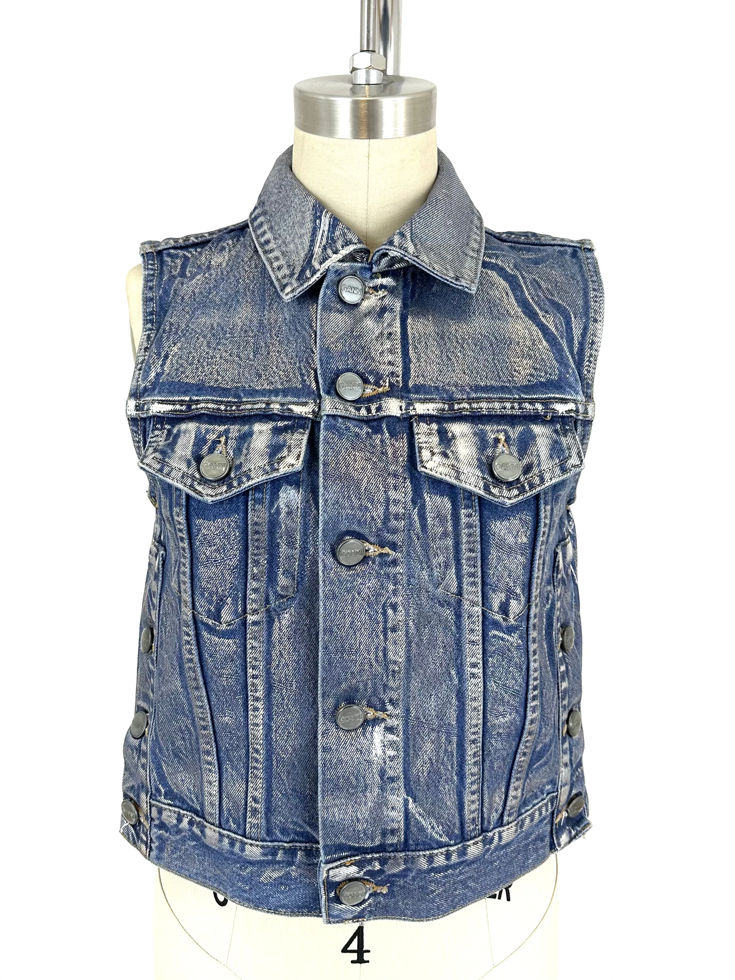 Ganni Metallic Denim Vest