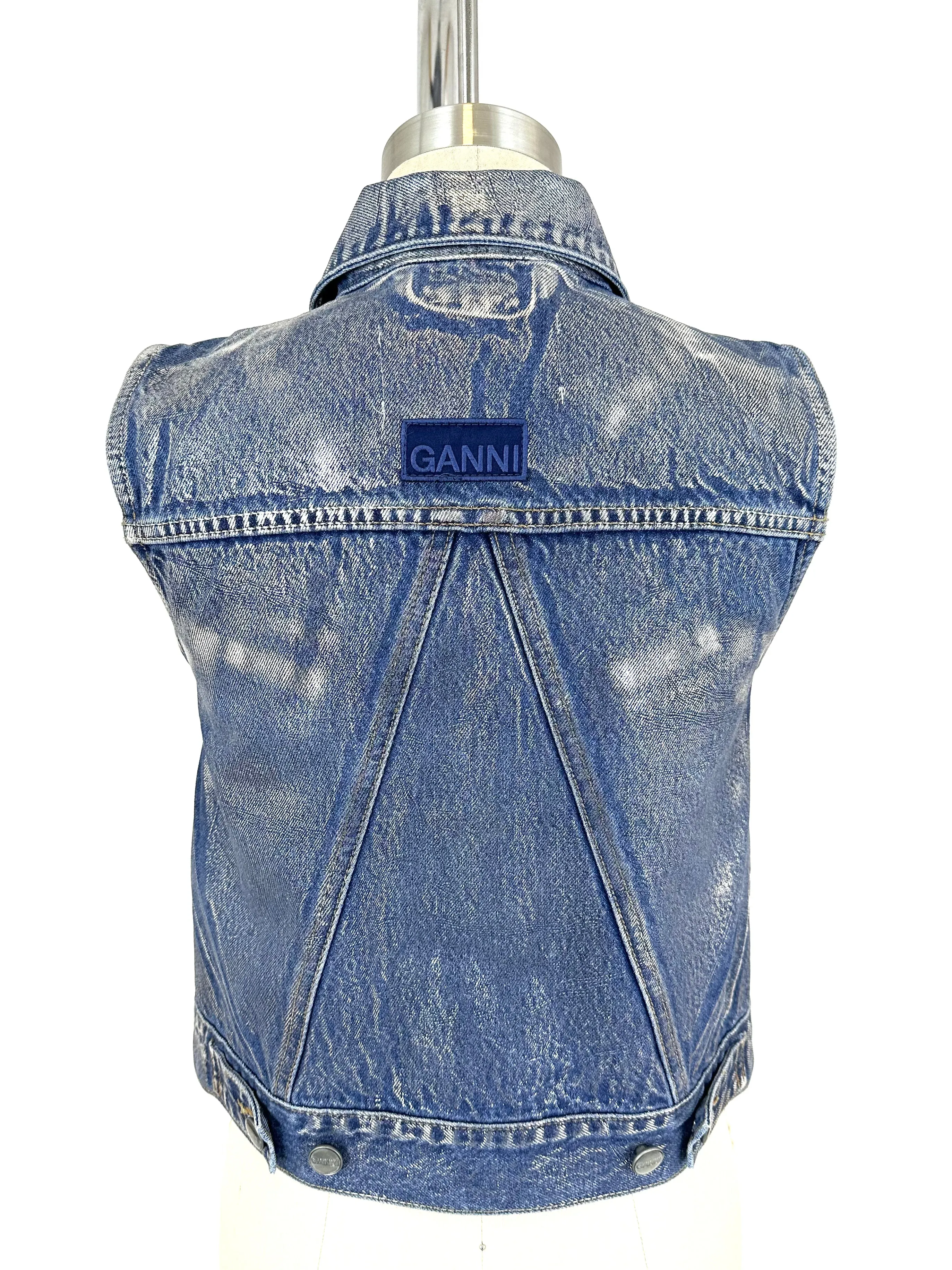 Ganni Metallic Denim Vest