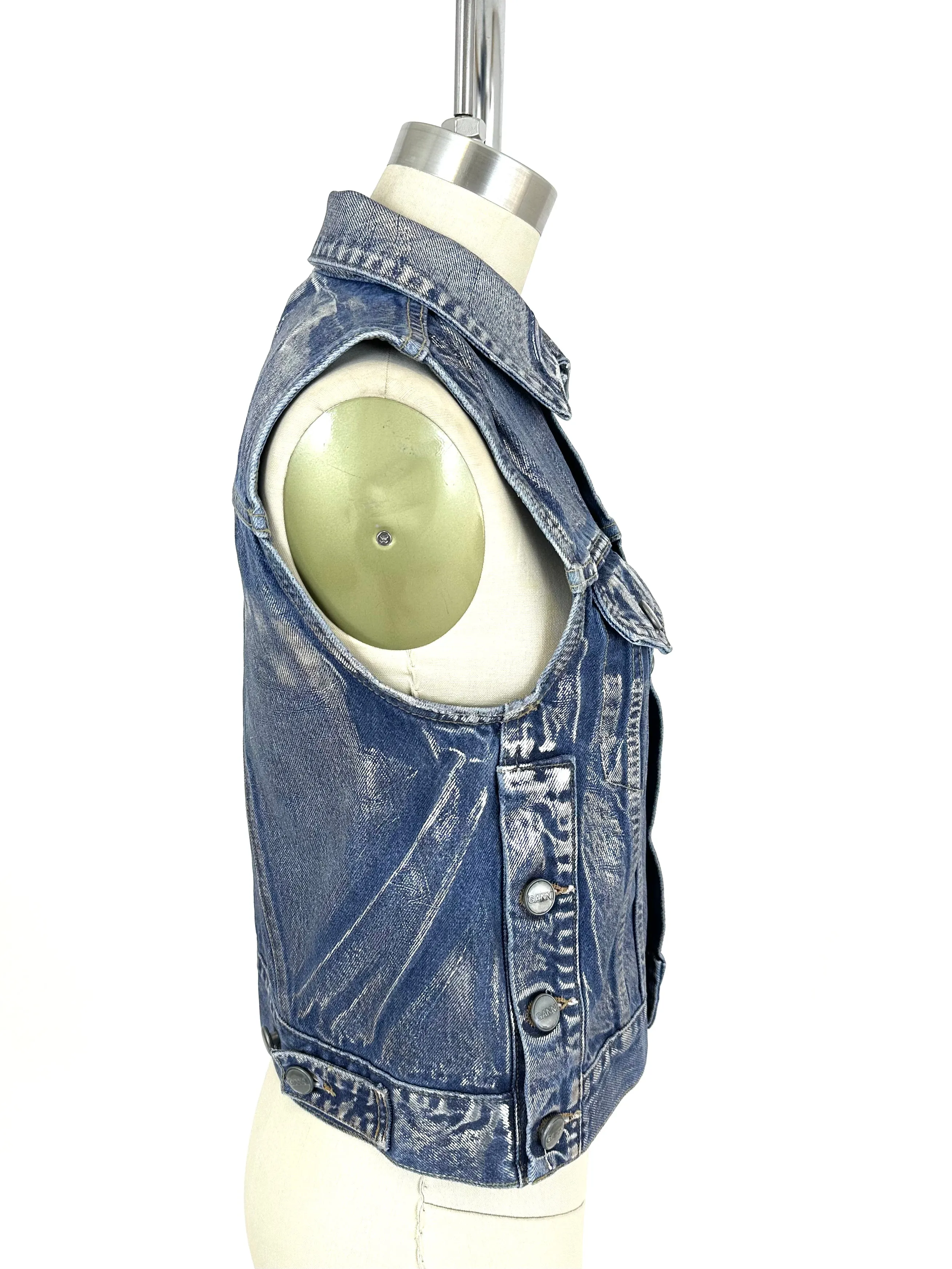 Ganni Metallic Denim Vest