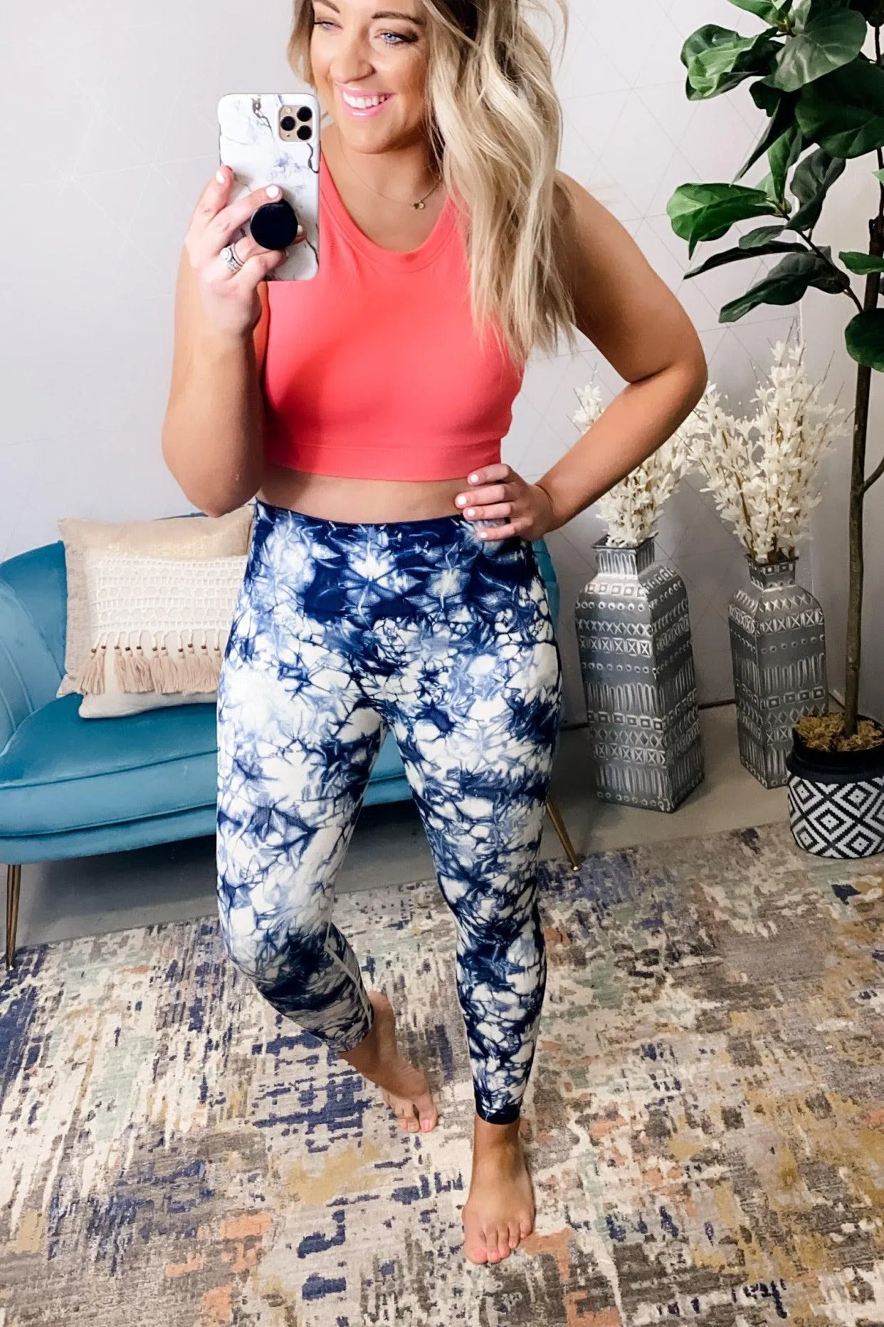 Gave Me Fireworks- Blue & Ivory Tie Dye Leggings