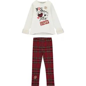 Girls Red Tartan Leggings Set