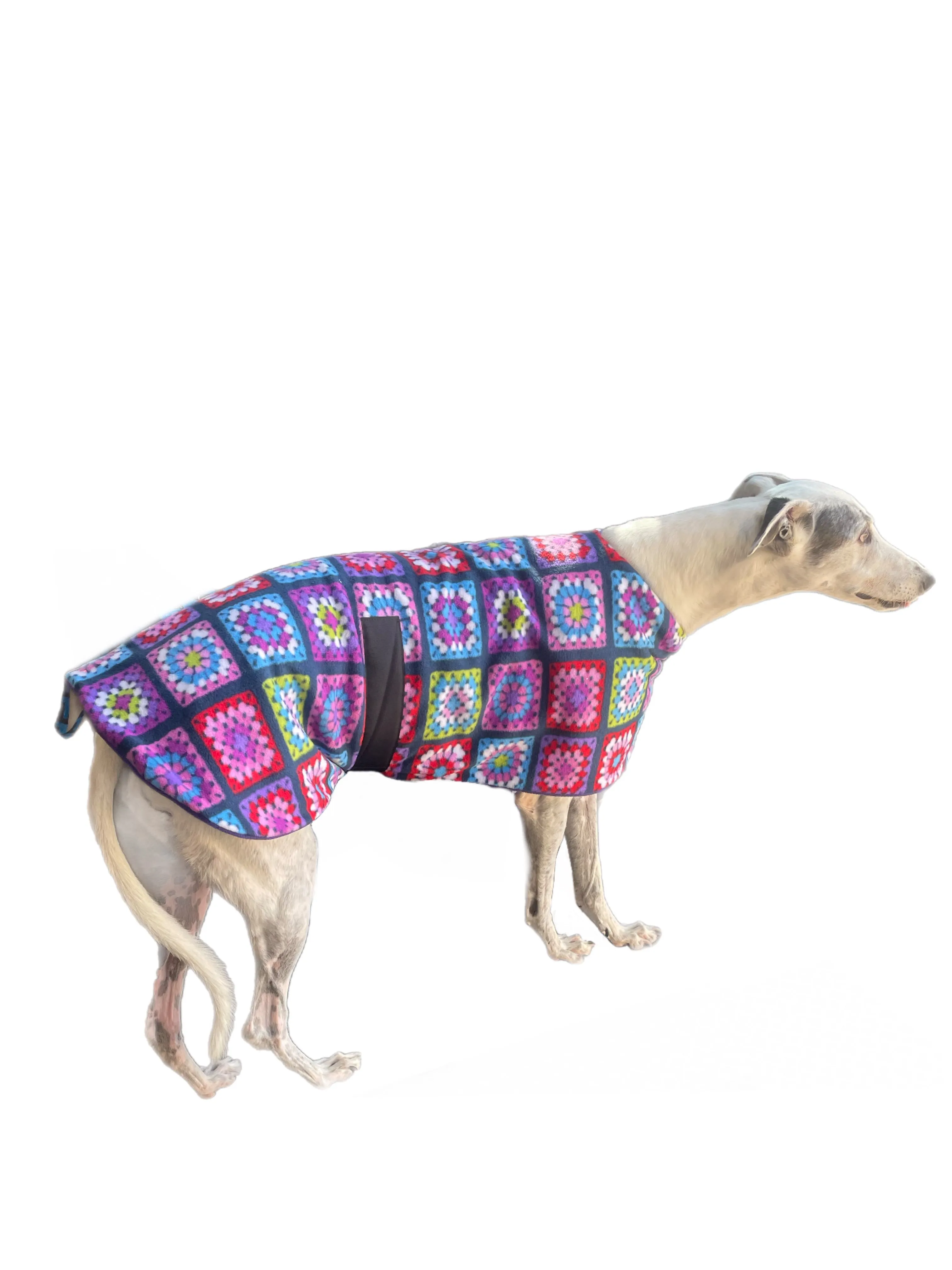 Granny grey classic style no collar Greyhound coat in sumptuous double fleece washable
