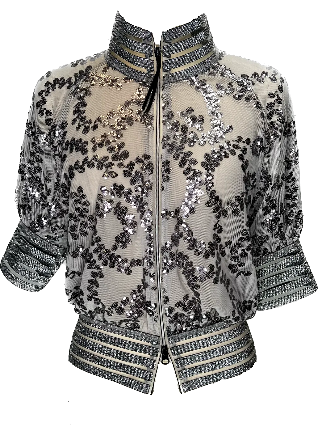 Gunmetal  Embroidery Bomber Jacket