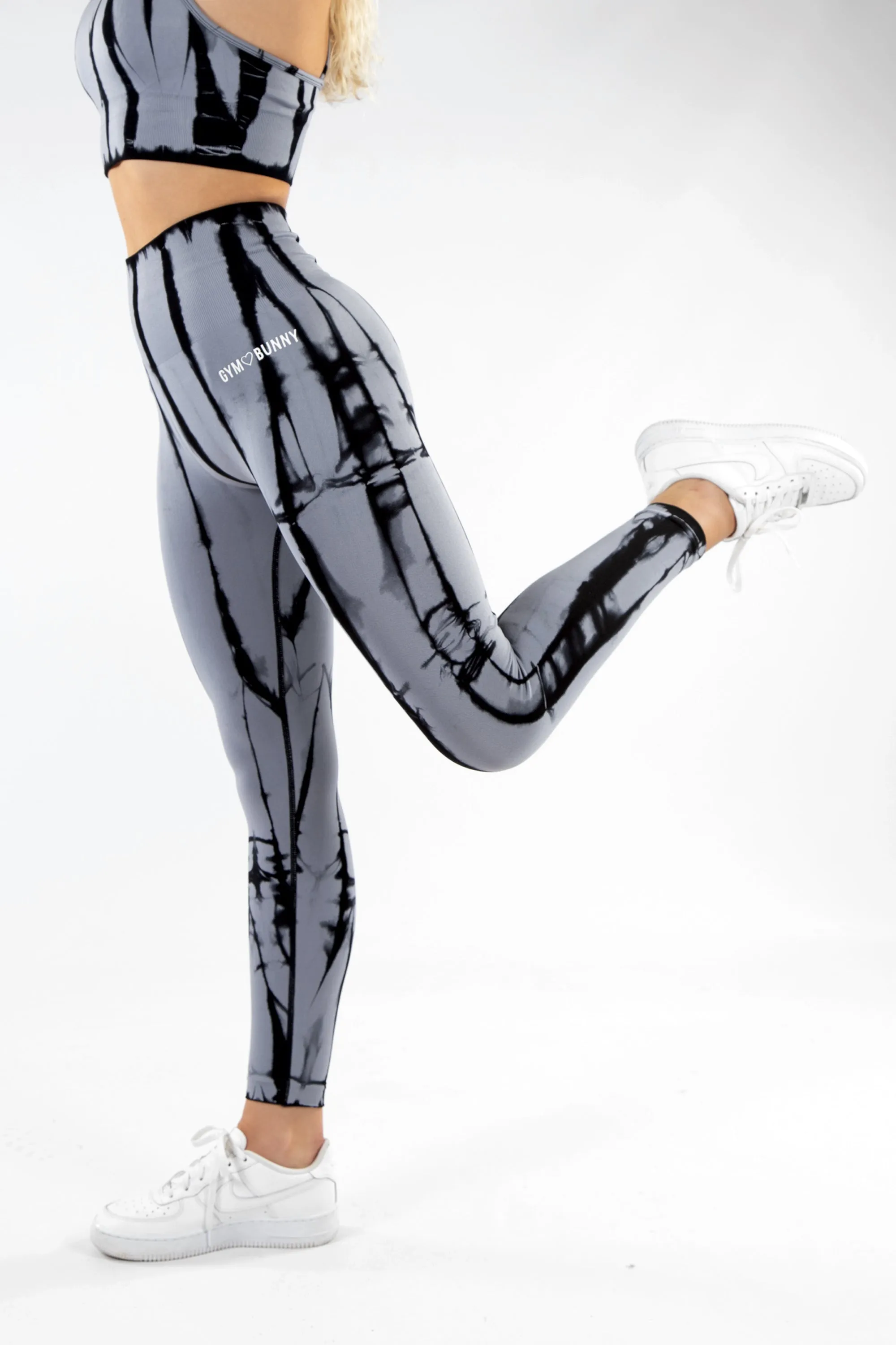 Gymbunny Tie Dye Seamless Compression Leggings - Grey