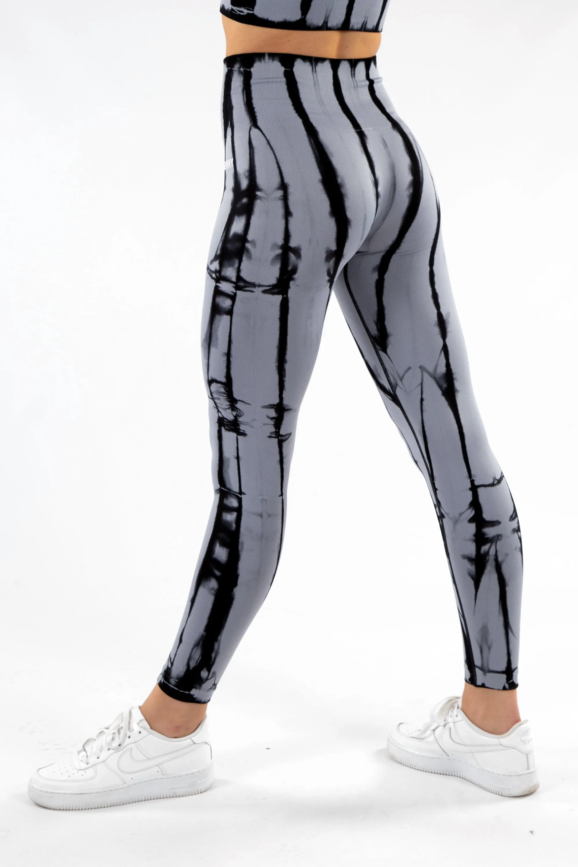 Gymbunny Tie Dye Seamless Compression Leggings - Grey