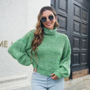 Heathered Balloon Sleeve Turtleneck Sweater