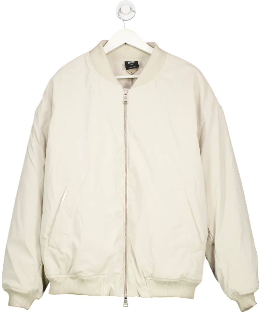 Hera Beige Oversize Bomber Jacket UK L
